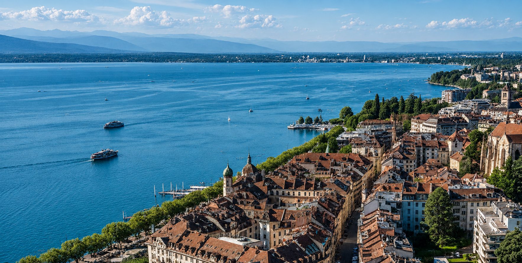 Vue aérienne, Lac Léman